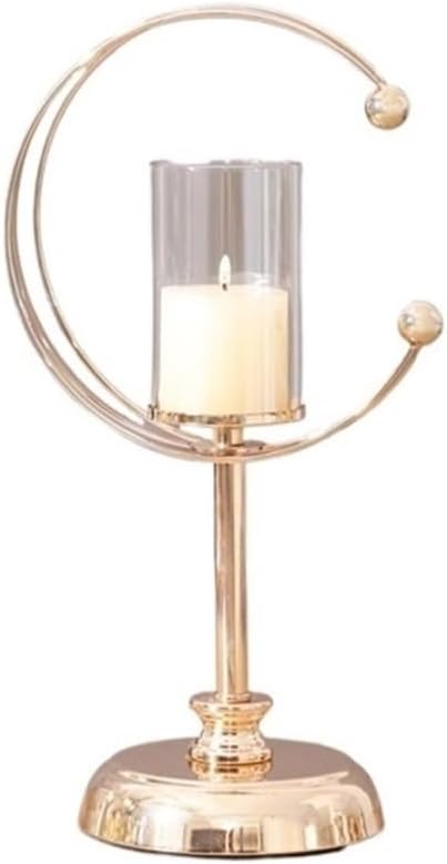 Candle Holder Modern Alloy Glass Candlestick Minimalist Decorative Ornament Dining Table Candle Holder(Large)