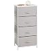 mDesign Vertical Furniture Storage Tower - Sturdy Steel Frame, Wood Top, Easy Pull Fabric Bins - Organizer Unit for Bedroom, Hallway, Entryway, Closets - Chevron Zig-Zag Print - 4 Drawers - Taupe