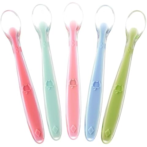 Best Baby Spoons First Stage 4 Months, Soft Food Grade Silicone, Baby Spoon Self Feeding, Infant Spoons First Stage Toddler Spoons, Baby Utensils Training Spoon Gift Set 5 Pack Cover