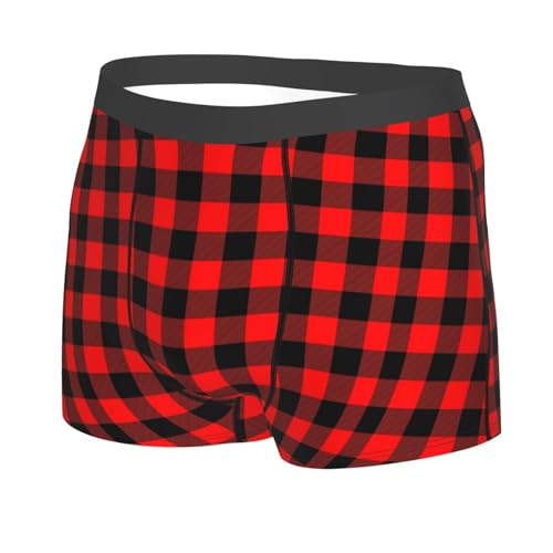 Black Gray Plaid Pattern Men's cotton breathable sports shorts and elastic underwear2