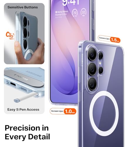Image of TORRAS Ostand L1 Guardian Original Imported S26 Ultra Case, Built-in Magnetic Stand, MagSafe Compatible, Mil-Grade Drop Tested Galaxy S26 Ultra Back Cover, Anti-Yellowing Diamond Clear