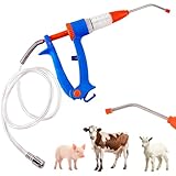 Matériau durable : cette seringue automatique pour bétail est composée de composants de haute qualité, y compris un aspirateur à tête métallique robuste et un corps de seringue durable avec une échelle clairement lisible.