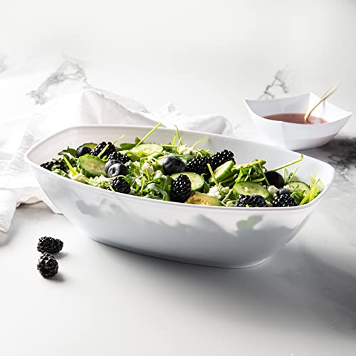Posh Setting Disposable Oval Serving Bowls, White Plastic Serving Bowls, 4 Pack, 72 Ounce Large Plastic Disposable Party Snack, Buffet, Chips, Or Salad Bowl, Heavy Duty #TOP1