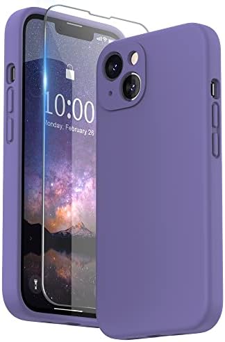SURPHY Compatible with iPhone 13 Case with Screen Protector, Liquid Silicone Protection for Each Lens Shockproof Thickened Rubber Cover for iPhone 13 6.1 inch 2021, Midnight Blue