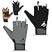 Rebo Wheelchair Gloves Mobility Fingerless Long Thumb Leather Palm Gloves L Grey