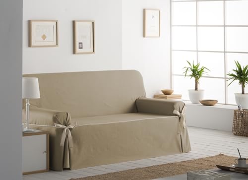 Housse de canapé à nœuds Estoralis champagne jacquard pour canapé 4 places