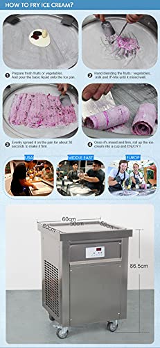 Kommerzielles CE-Zertifikat 52x52cm Single Square Ice Pan Fry Eismaschine Gebratene Eismaschine Roll Eismaschine für… – Bild 5