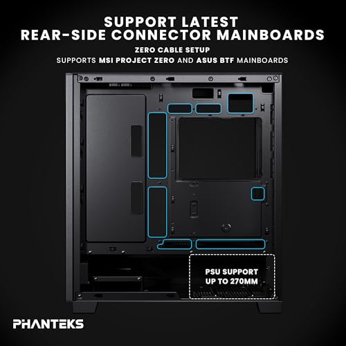 Phanteks XT Pro Silent, Mid-Tower Gaming Chassis, 3X M25-120 Black Fans Included, Closed Panels, USB-C 3.2 Gen2, Silent Case, Black - Thumbnail 4