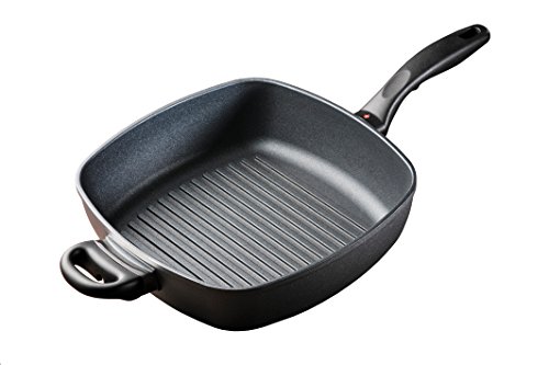 Image of Swiss Diamond 11 Inch x 11 Inch, 5.3 Quart Square Grill Pan Nonstick Square Grill Saute Pan - Dishwasher Safe and Oven Safe Grill Pan
