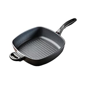 Swiss Diamond 11 Inch x 11 Inch, 5.3 Quart Square Grill Pan Nonstick Square Grill Saute Pan – Dishwasher Safe and Oven Safe Grill Pan