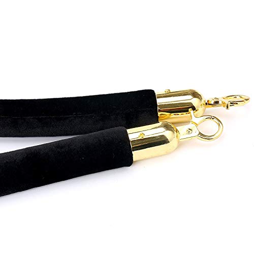 Yaekoo 2 Pack Of Velvet Stanchion Rope 4.9 Feet With Stainless Steel Hooks,Crowd Control Stanchion Post Queue Line Barrier Velvet Hanging Ropes For Movie Theaters,Grand Openings,Hotels-Black #TOP7