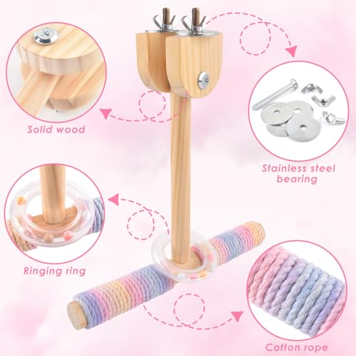 Bissap Bird Stand Perch Toy, Parakeet Wooden Exercise Shake Standing Pole Training Swing for Small Medium Budgies Cockatiel Conure Quaker Lovebird Hanging Bird Cage Accessories