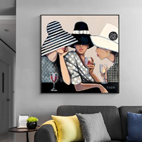 Toile de portrait mural femme mode 60x60 pour habiller un mur vide