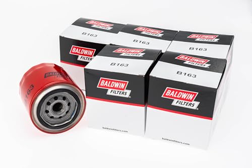 Baldwin B163 Full-Flow Spin-on Lube Oil Filter (6-Pack) | Heavy Duty 12 Micron Nominal | 3/4-16 Thread Size | Replaces Wix 51307, Fram TG16, XG16, Ford E8NN-6714-CA, Mack 6432PER17 and Onan 122-0185