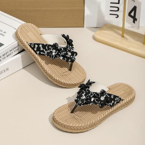 Girls Summer Flower Weave Flip Flops Water Shoes Outdoor Beach Slides Sandals4