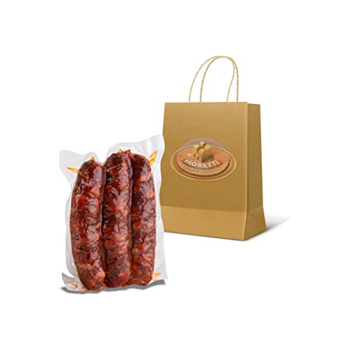 Moretti® Salsiccia Stagionata Piccante | 1 Confezione Sottovuoto da 200g Circa | Con Peperoncino Calabrese | Prodotto In Calabria