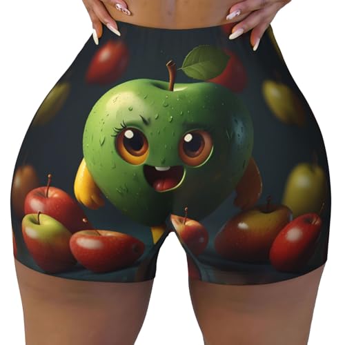 Fruit Cute Cartoon Pattern Sports Shorts, high Elastic Slim Fitness Pants, Suitable for Yoga/Leisure/Daily wear