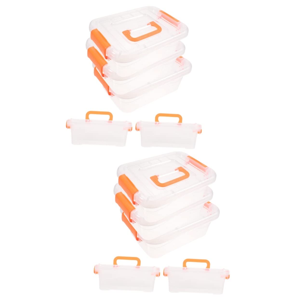 Tofficu 2sets Storage Case with Handle Plastic Storage Bins for Desktop Classroom and Countertop 5pcs*2