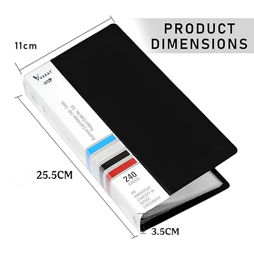 Image of VERAT Business Card Holder, 120 Pockets for 240 Cards Business Card Holder | Debit /Credit /Business /Visiting Name ID Card Holder Card Organizer Professional (Black, 1PCS Card Holder)