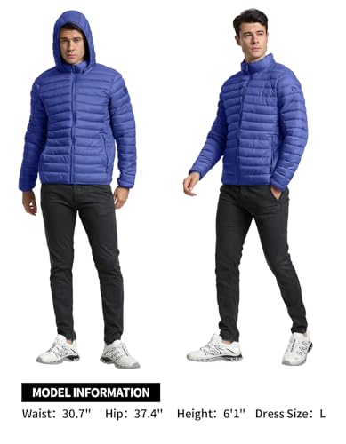 Men's Lightweight Puffer Jacket Down Packable Jacket Winter Coat with Hood3