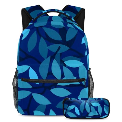 Ensemble de cartable feuilles bleues idéal pour le collège et les sorties