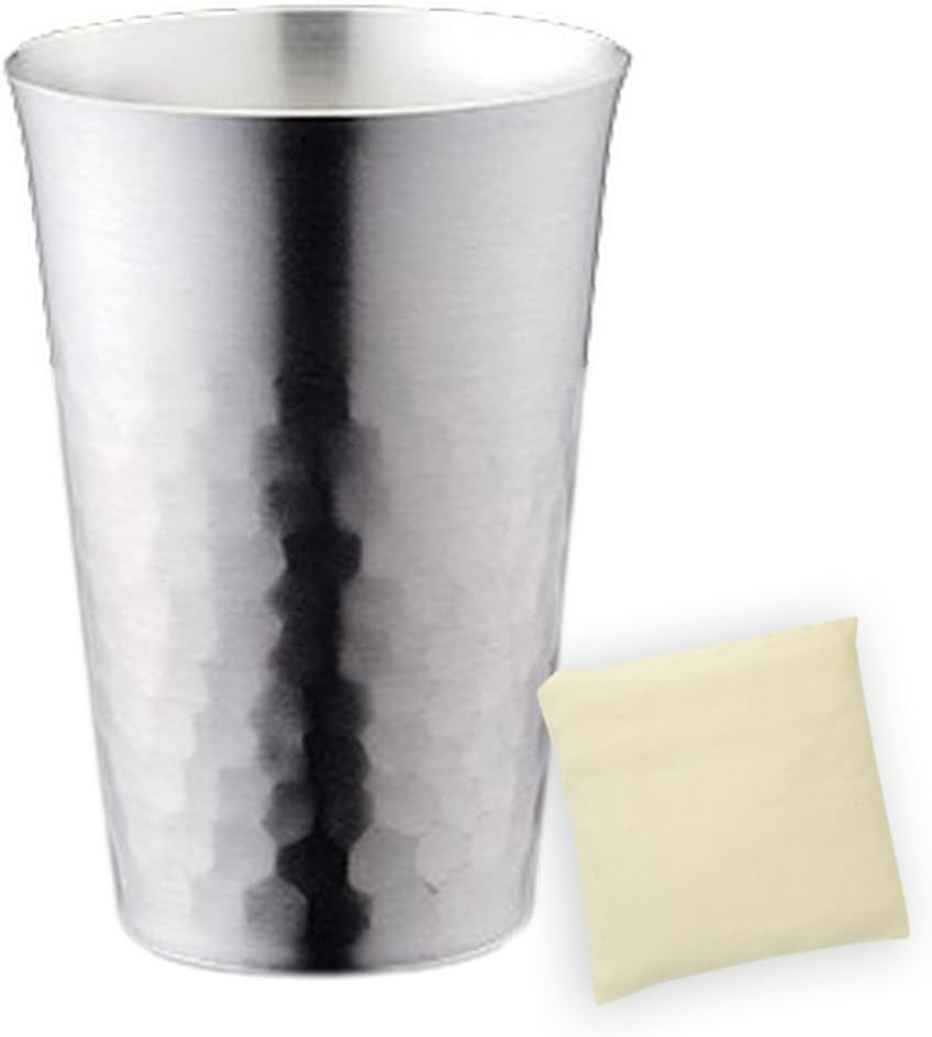 J-kitchens Japanese Sake Glass, Guinomi Straight Hammered, 3.4 fl oz (90 ml), Frosted, 3.4 fl oz (90 ml), Made in Japan (Eco Bag, Vietnamese Set)