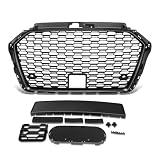 DNA MOTORING Front Factory OE Style Truck Grille Assembly Compatible With Audi A3 2017-2020; S3 2017-2020, GRL-AU0005-BK
