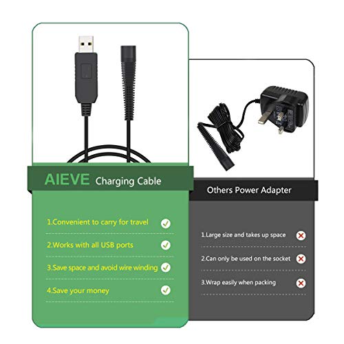 Aieve 12V USB Kabel Ladekabel Netzkabel Stromkabel Ersatzkabel kompatibel mit Braun Elektrorasierer Serie 1,Serie 3,Serie 7,Serie 9, 3020S,3080S,760CC, 790CC, 340s, 190s - Image 4