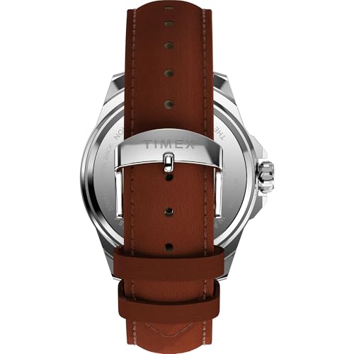 Image of TIMEX Essex Analog Watch for man with Blue Round Dial & Brown Leather Strap Band Water Resistant Men's Wrist Watches - TW2W92800UJ