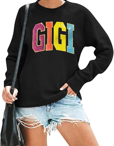 ALLTB Gigi Sweatshirt Women Gigi Heart Graphic Sweater Gifts for Grandma Nana Pullover Top Casual Long Sleeve Tee Tops
