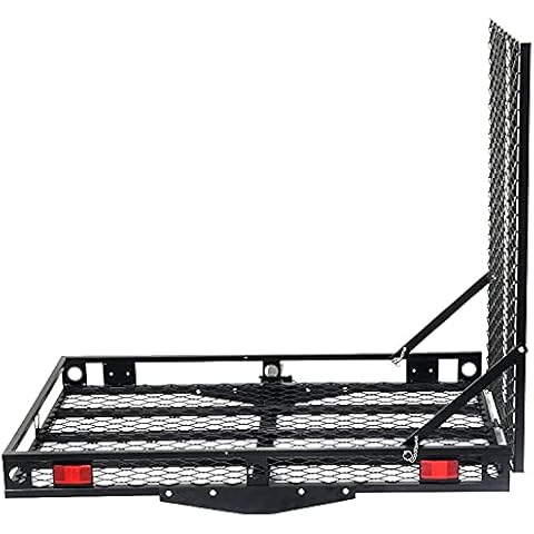 Tow Tuff 28 x 48" Hitch Mount Cargo Carrier Rack w/Folding Ramp Cover