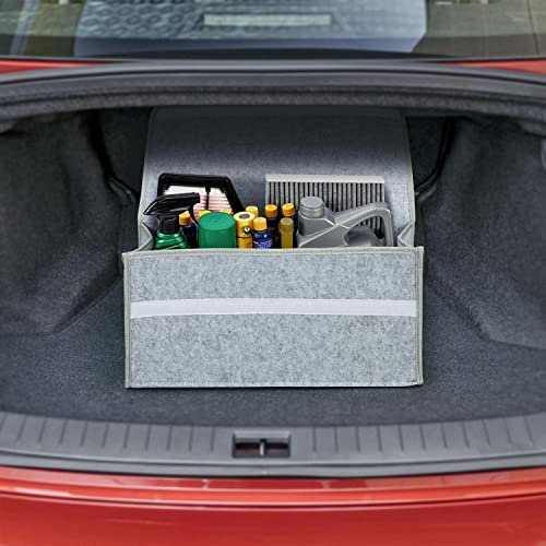Image of House of Quirk Car Trunk Organizers Large Anti Slip Car Trunk Compartment Boot Utensils Storage Organizer Utility Tool Bag (Big Light Grey) (Felt)