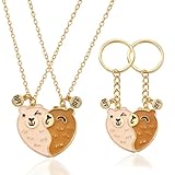 Ludihive 2 Stück Capybara Freundschaftskette und Schlüsselanhänger, Capibara Freundschaftsketten, BFF Herz Hände Passende Ketten, Beste Freundinnen Halskette, Capybara Anhänger für Gute Freunde
