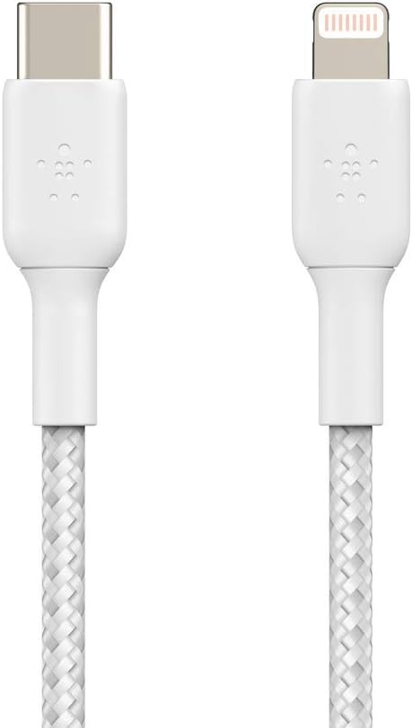 Apple Certified Braided Lightning to USB-C Charge and Sync Data Cables, 3.3 Feet / 1M, White