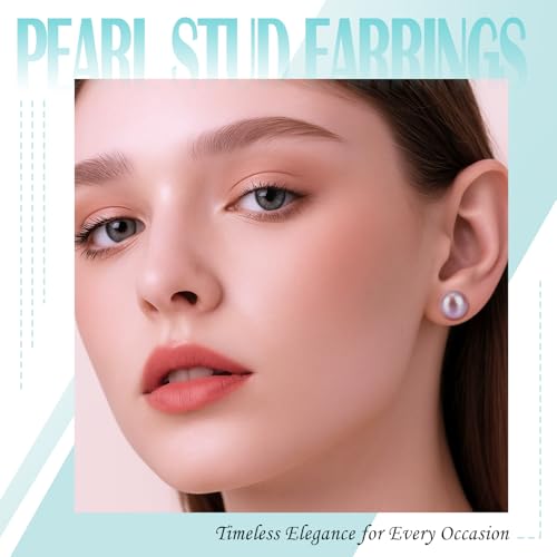 earrings studs for women pearl earrings Sterling Silver AAAAA+ Hypoallergenic White purple pink Freshwater Cultured Handpicked with Genuine Cultured pearl studs Birthday Wedding Jewelry Gift2