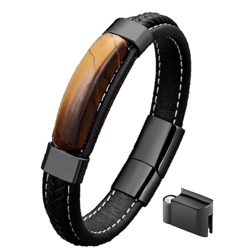 Men's Leather & Stone Bracelet