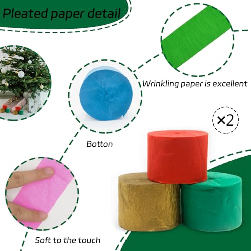 Streamers Party Streamers Papel Crepe Decorativo para Aniversário, 6 Rolos de Papel Crepe Colorido G