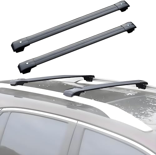 KUNYOS 2 Pcs Car Roof Rack Cross Bars for VW Golf 6 Mk6 GTI/GTR/GTD 2008-2013, Suitcase Luggage Frame Aluminum Alloy Adjustable Crossbars with Locks for Holidays and Luggage Transportation,Black