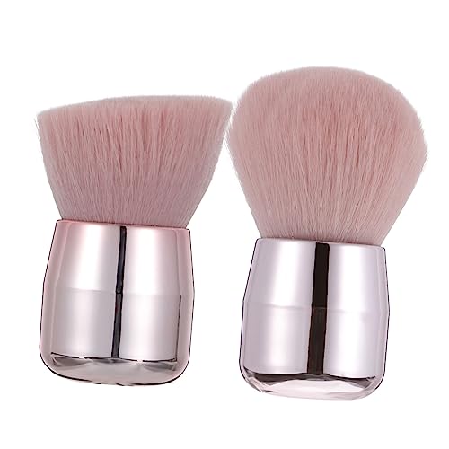 Healvian 2 Piezas Estuco De Cabeza De Hongo Brocha De Maquillaje Brocha Para Base De Maquillaje Esponja De Maquillaje Brocha Para Rubor Cepillo Cosmético Polvo Suelto Rosa Fibra Artificial