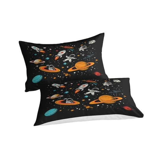 Housse de couette astronautes microfibre lit double sans repassage - 4