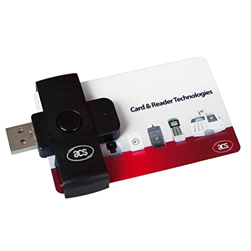 ACS ACR38U-N1 PocketMate - Lector de tarjetas Inteligentes Smart Card ID eID USB tipo A (DNI electrónico) plegable y compacto, color negro