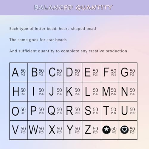 Image of Looconi 1400pcs Black Letter Beads Star and Heart Beads 7x4mm Alphabet for Jewelry Making