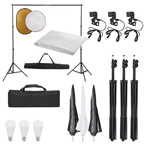 vidaXL Fotostudio-Set mit Beleuchtung, Hintergrund und Reflektor, Studio-Kit, Tageslicht-Lampe, Studio-Beleuchtung-Set, Studio-Licht, Fotografie-Licht