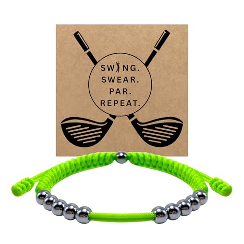 LAMIBEE Premium Golf Stainless Steel 10 Bead Score Counter Bracelet, Golf Stroke Count Bracelet, Resizable Easy Adjust Golf Round Scoring Tracker, Durable Stylish Golf Accessory (Green Neon)