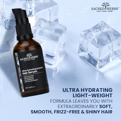 Image of SACRED HERBS Ultra Hydrating Leave-In Hair Serum | Natural Oil-Based | Frizz-Free, Glossy & Soft Hair | Paraben & Chemical Free | For All Hair Types | Men & Women | 50ml