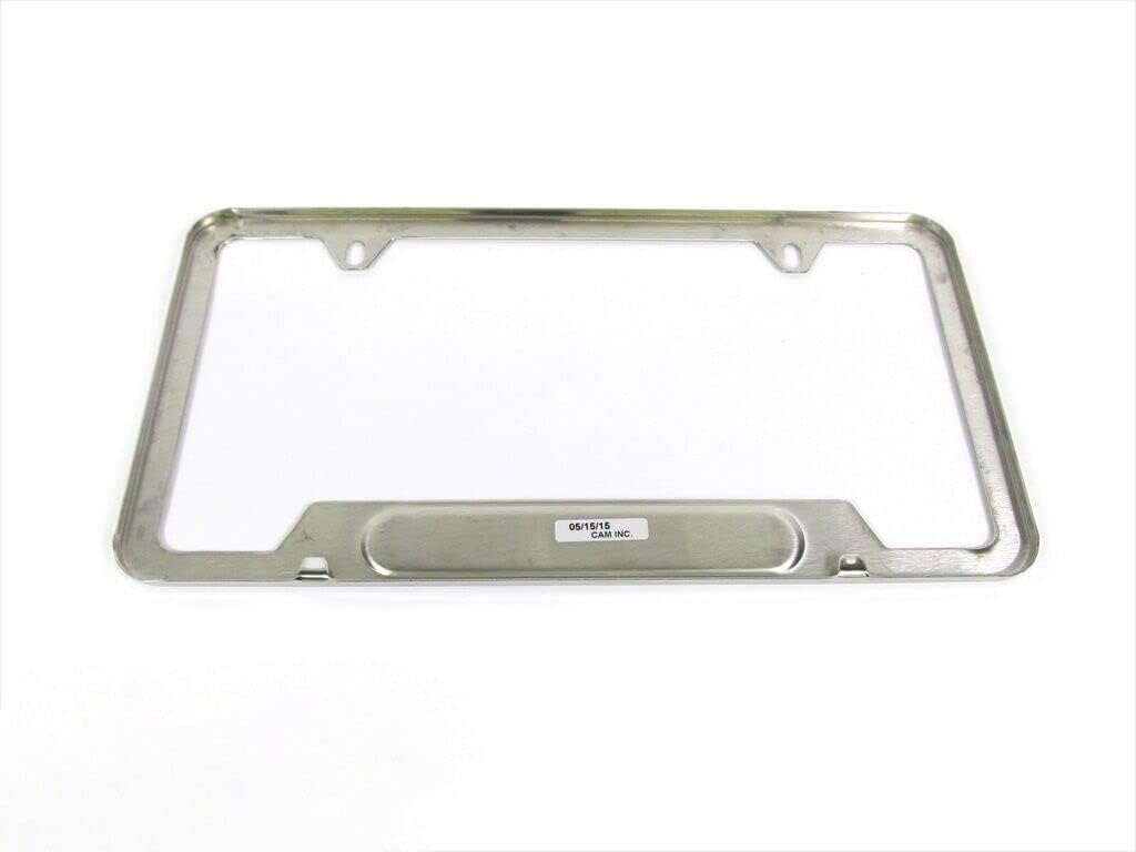 Mopar 82214766 License Plate Frame License Plate Frame, Polished Stainless Steel, Dodge logo, top two attachment holes have Stainless Steel screws with Chrome covers