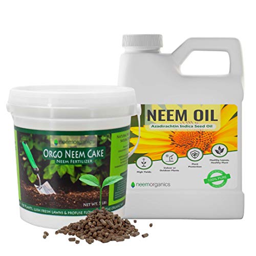 Neem Organics Neem Oil Spray for Plants & Orgo Neem Cake Fertilizer | Garden Safe Neem | OMRI Listed for Organic Use