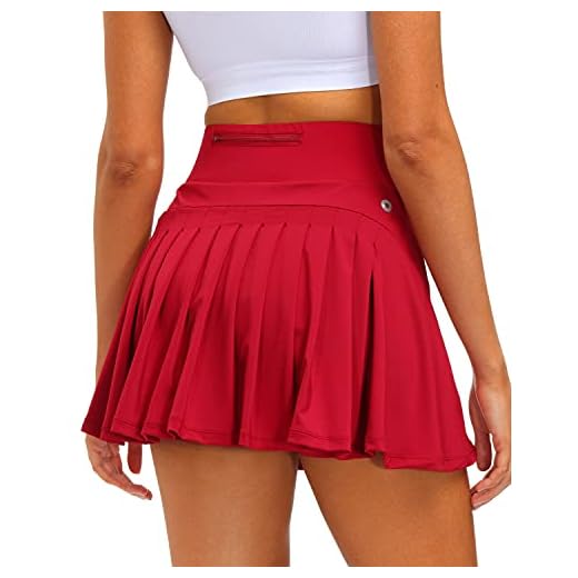 Stylezone Athletic Tennis Skirts Sports Skirt Pleated Tennis Skirts for Women with Pockets Athletic Golf Skorts Activewear for Running Workout Red M