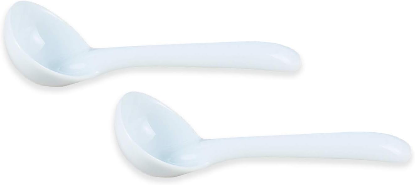 HIC Kitchen Gravy Ladle, Fine White Porcelain, 1-Ounce, Set of 2