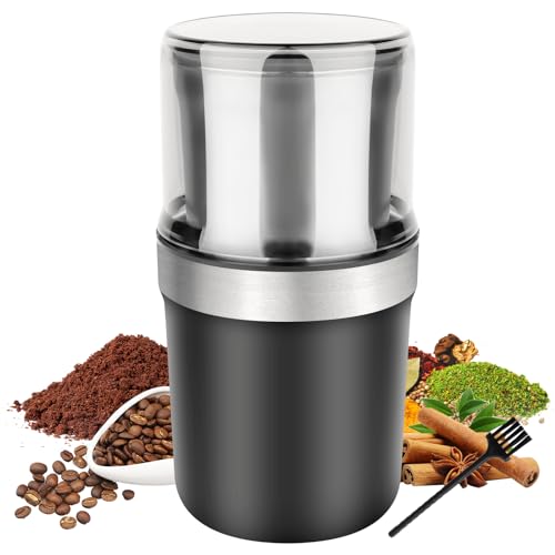 talifoca Kaffeemühle Elektrisch, Gewürzmühle mit Edelstahlklingen, 200W Kaffeemühle Füllmenge, Gewürzmühle mit 100g Füllmenge, für Kaffeebohnen, Kräuter, Nüsse, Körner